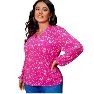 Dokotoo Womens Pink Long Sleeve Blouse 2XL Polyester